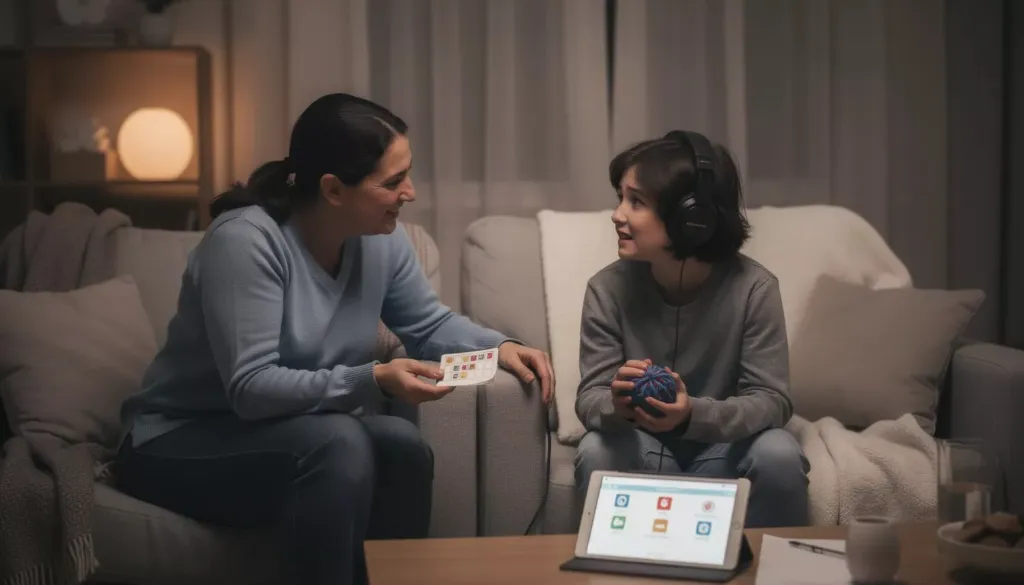 Autism Caregiver talking with autistic child