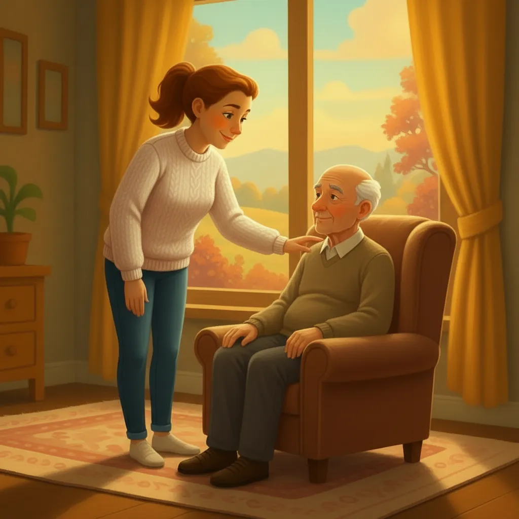 support worker taking care of elderly man